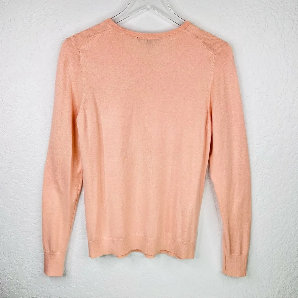 Ann Taylor Blush Pink Gemstone Embellished Wool Blend Knit Crew Neck Sweater